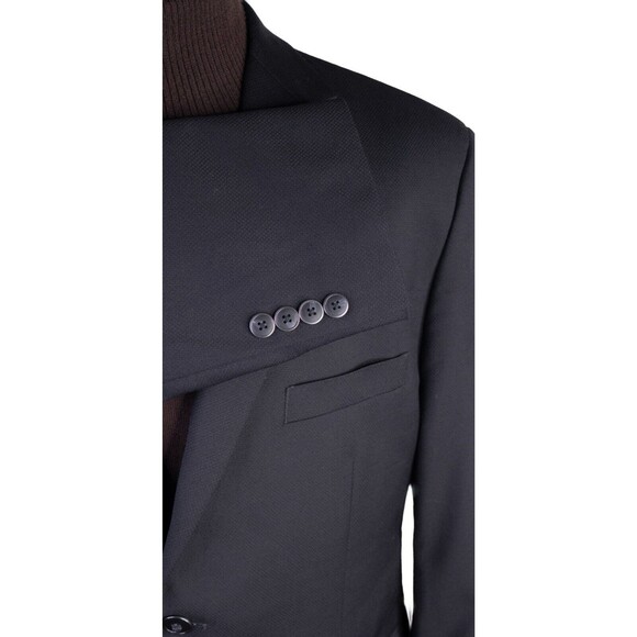Pronto Uomo Mens 2-Buttn  Black Blazer Wool Sport Coat Suit Jacket 44R - Picture 6 of 13
